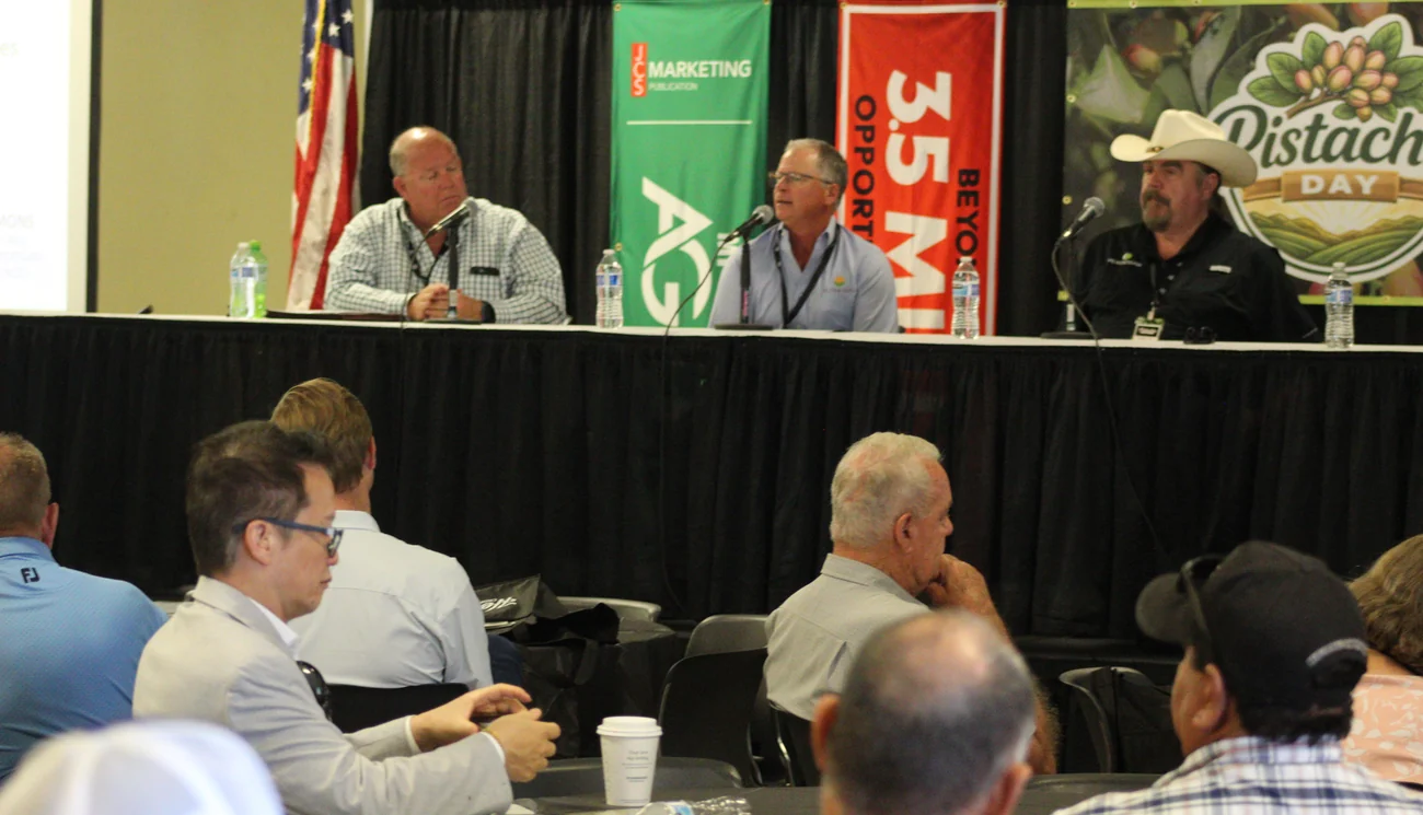 Pistachio Day attendees listen to industry panelists during the 2026 program.