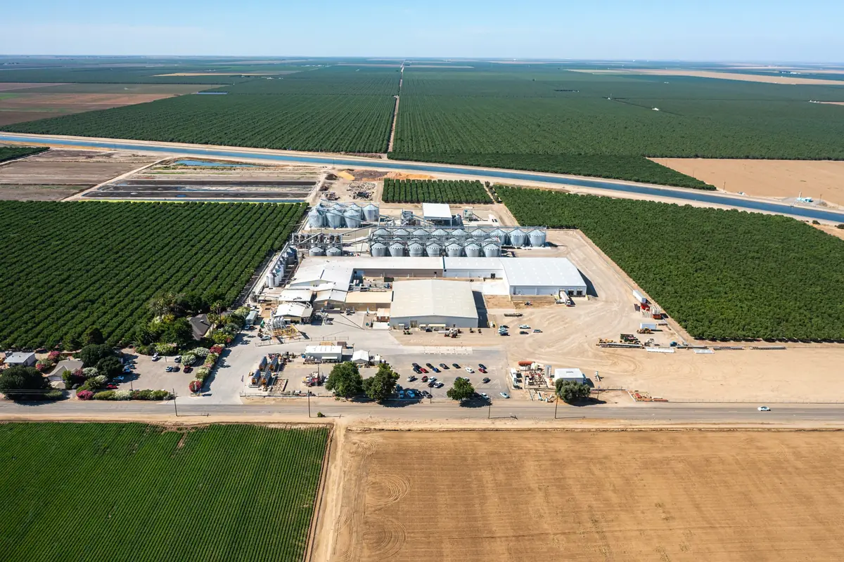 Keenan Farms’ processing facility sits amid Central Valley agricultural land. Water security is a major focus for the family as it plans for future generations, with Schuh saying the company’s goal is to continue farming for at least another 50 years.